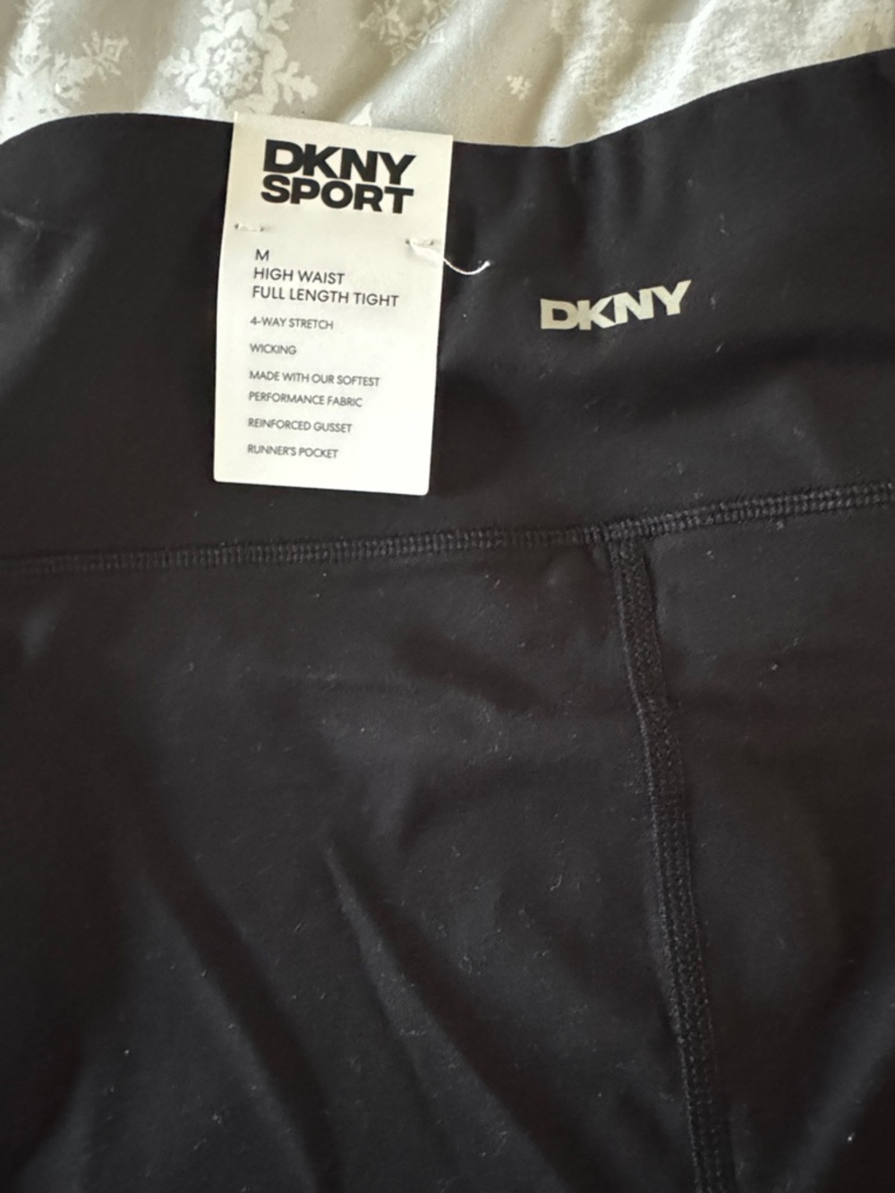 DKNY Black High-Waist Performance Full-Length Tights